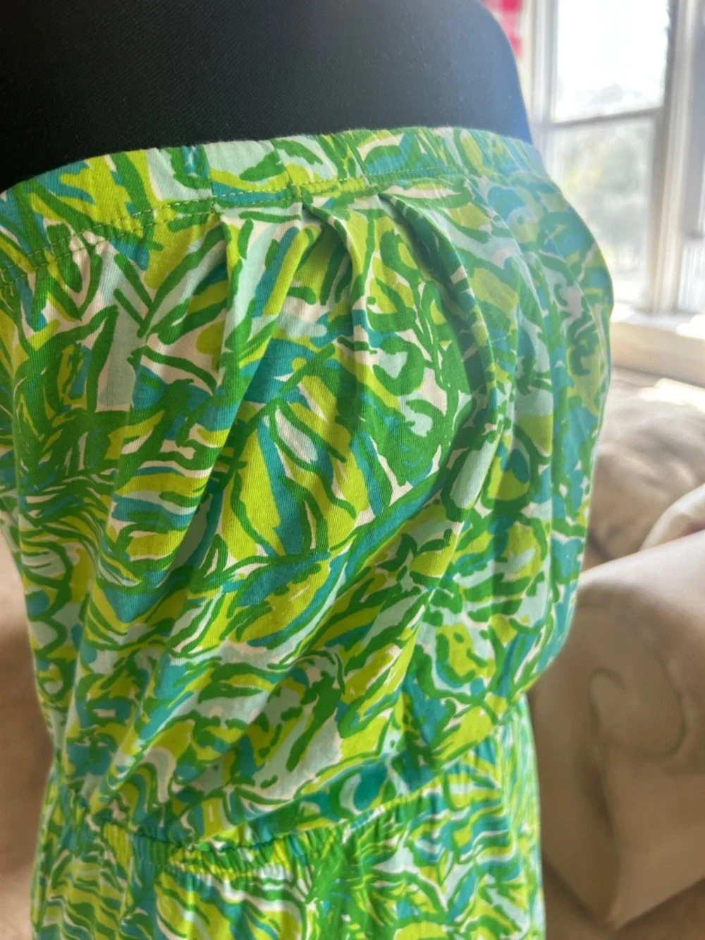 Lilly Pulitzer  XXS Strapless Dress in Lime Green, Teal & White - Picture 2 of 6